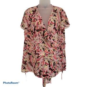 Lane Bryant Self-tie short sleeve blouse.